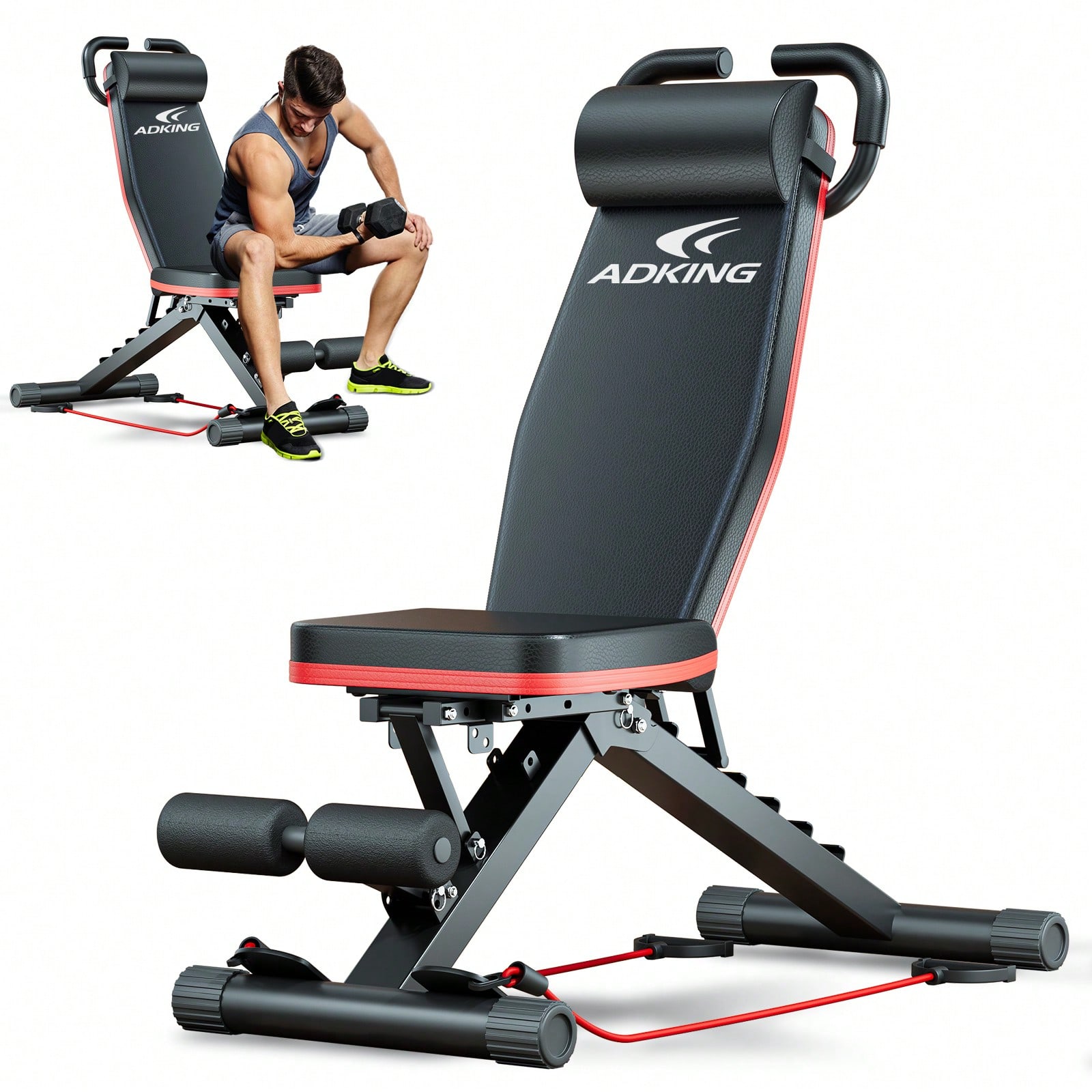 Home Gym Leg Press - Bangku Angkat Beban Standar, Set Bench