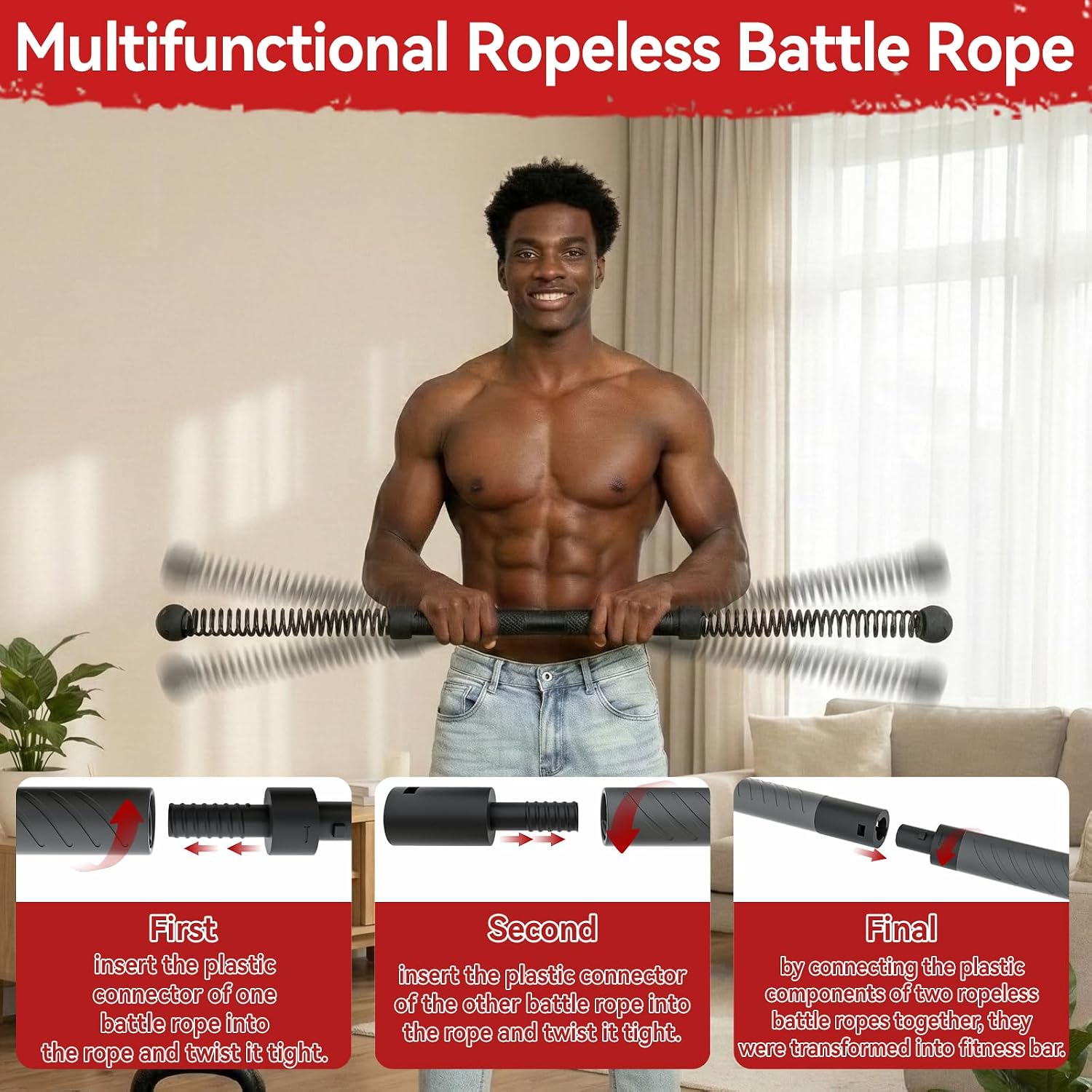 2-in-1 Cordless Battle Rope Po - Home Gym Workout Equipment ulasan dan harga