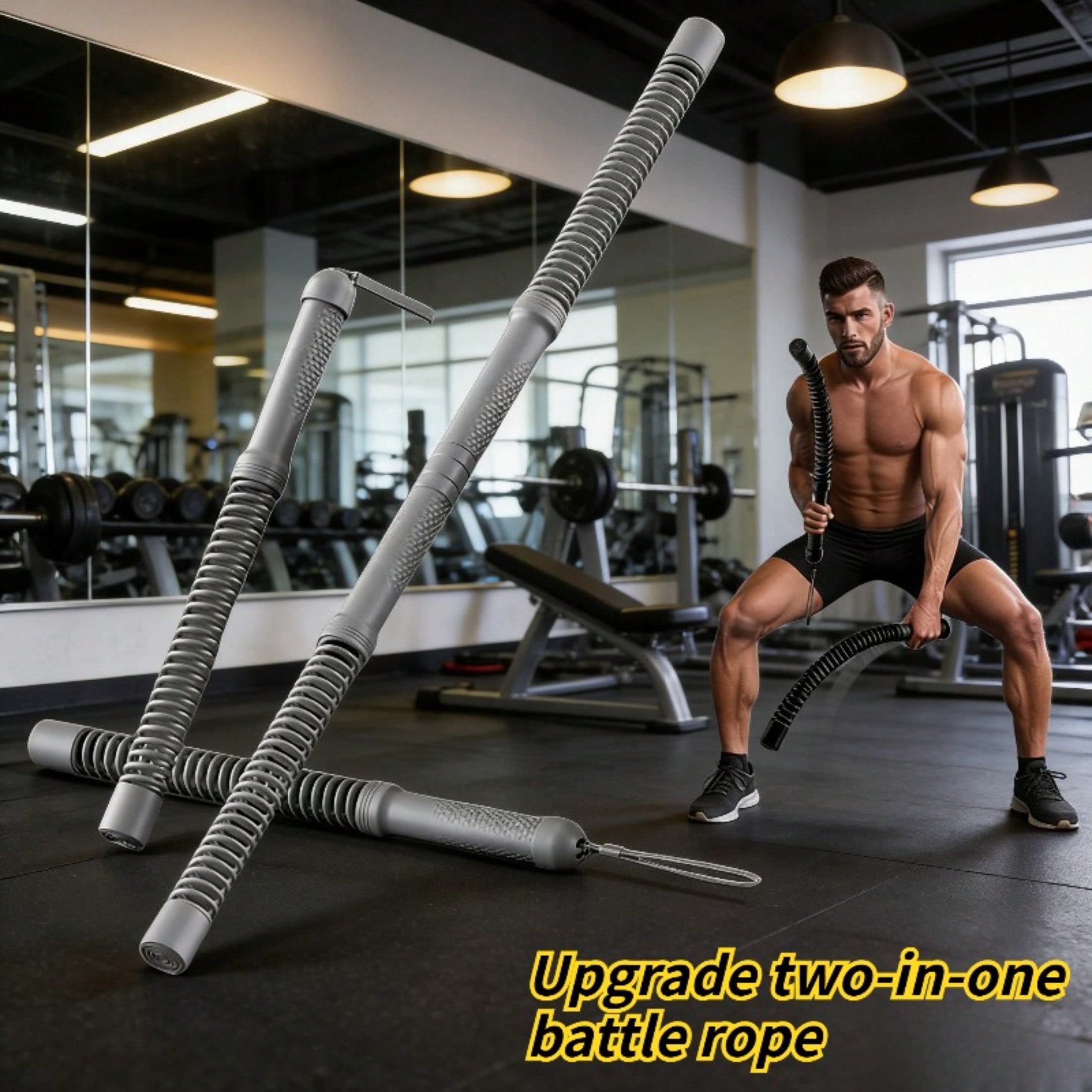 2-in-1 Cordless Battle Rope Po - Home Gym Workout Equipment ulasan dan harga