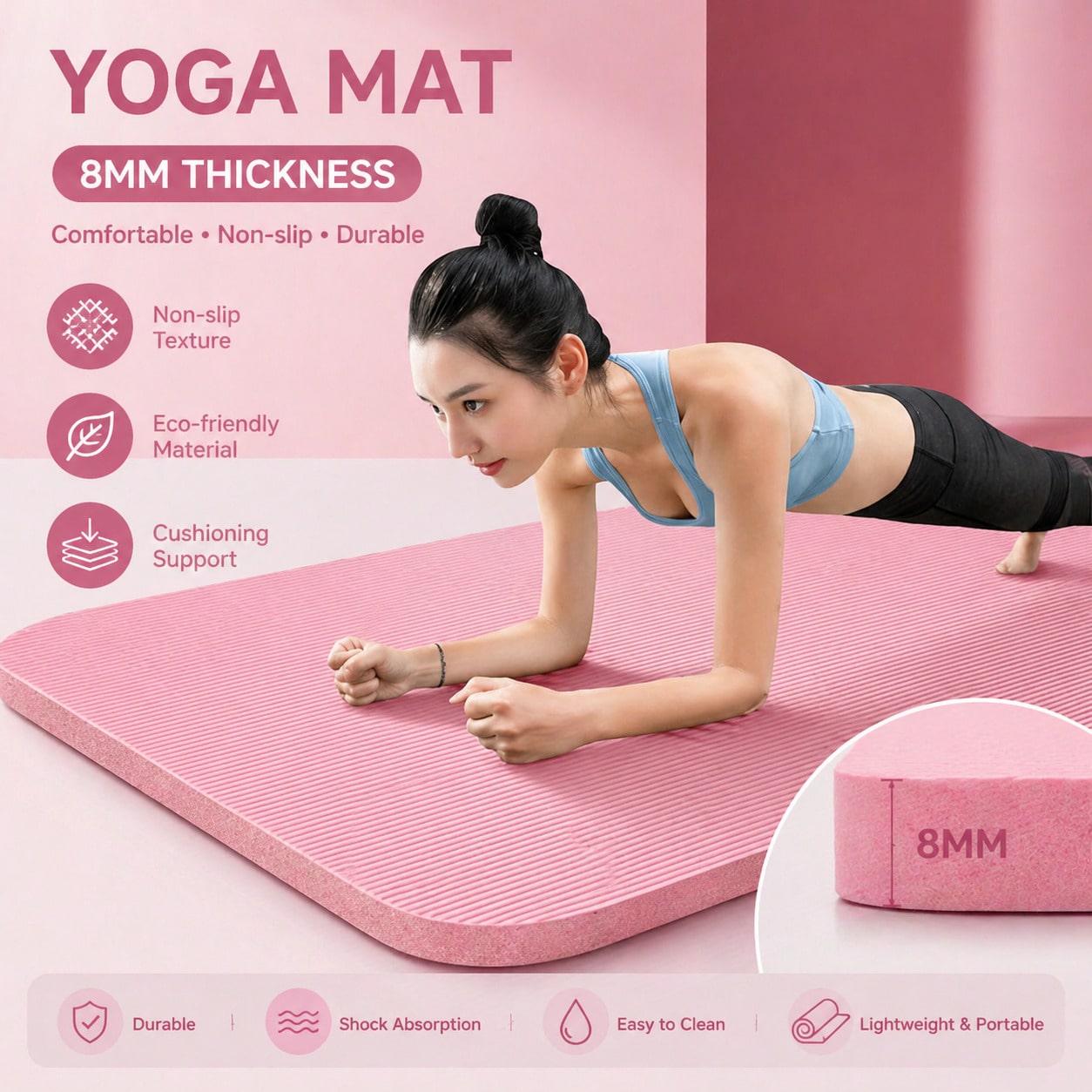 Set Matras Yoga Anti Selip Mer - Home Gym Yoga Mat ulasan dan harga